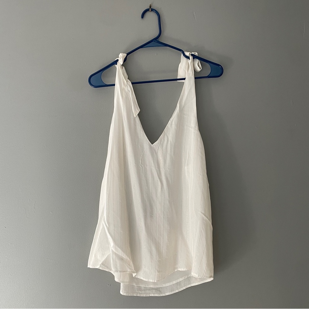 Express white shoulder tie tank